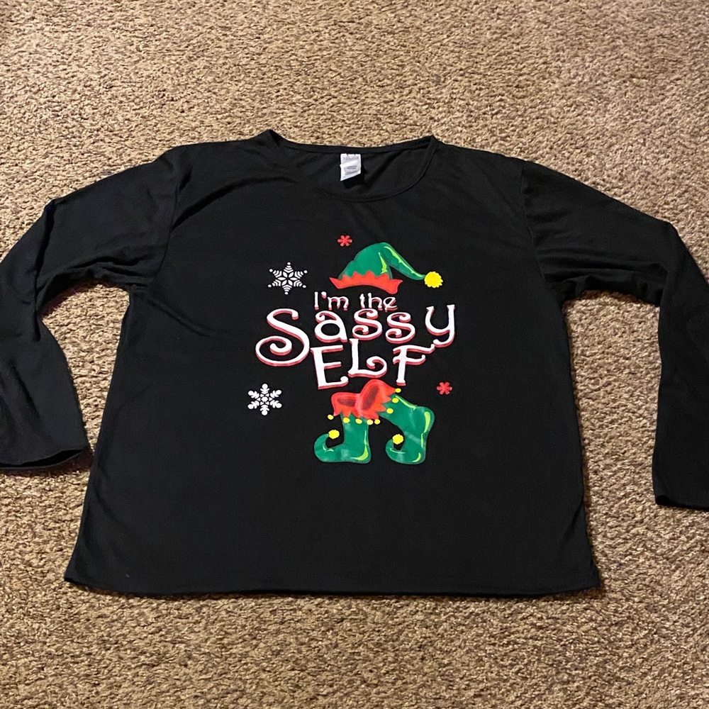 Sassy Elf Women’s Size Large Black Long Sleeve Shirt